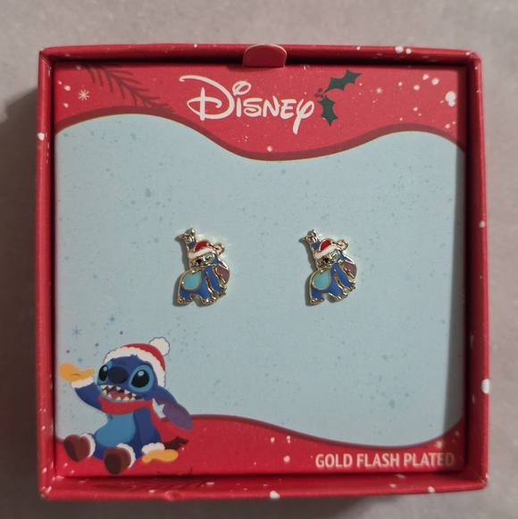 Disney Jewelry - Disney Stitch Festive Blue and Gold Earrings